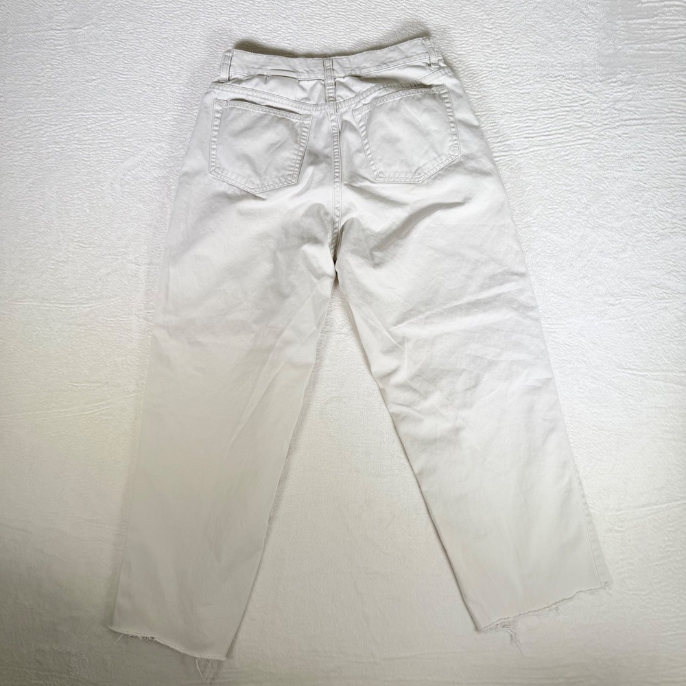 Eddie Bauer‎ Womens Tall Cream Wide Leg Crop Pants Size 10 Raw Ends Cotton